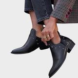 Star | Pointed Leather Ankle Boots