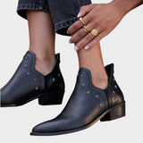 Star | Pointed Leather Ankle Boots
