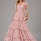 Zoe | Light Pink Elegant Wedding Maxi Dress