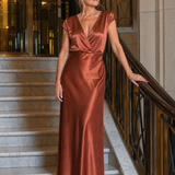 Samouse | Cap Sleeve Wrap Bodice Maxi Dress