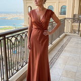 Samouse | Cap Sleeve Wrap Bodice Maxi Dress