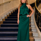 Nopal | Sleeveless Draped Neck Midi Dress