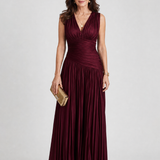 Lemar | Sleeveless Pleated V Neck Midi Dress