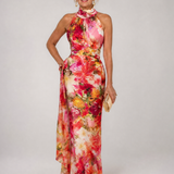 Elisabetta | Halter Neck Floral Print Maxi Dress