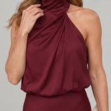 Nopal | Sleeveless Draped Neck Midi Dress