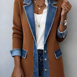 Luna™ Elegant Denim Lapel Combined Coat