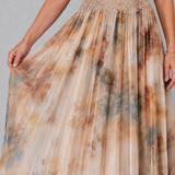 Elavenue | Halter Neck Lace Waist Maxi Dress
