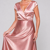 Samouse | Cap Sleeve Wrap Bodice Maxi Dress