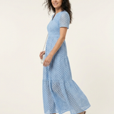 Brielle | V Neck Short Sleeve Tiered Midi Dress