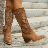 Valentina - Cowboy Boots with Stable and Comfortable Block Heel