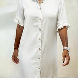 Maria | Comfortable Denim Dress with Flattering Pleats