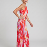 Taya | One Shoulder Pleated Bodice Midi Dress