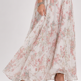Guinevere | Floral Print Flowing Skirt Midi Dress