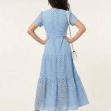 Brielle | V Neck Short Sleeve Tiered Midi Dress