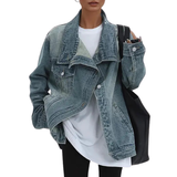 Jackie™ Vintage Washed High Neck Asymmetric Jacket