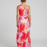 Taya | One Shoulder Pleated Bodice Midi Dress