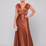 Samouse | Cap Sleeve Wrap Bodice Maxi Dress