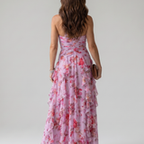 Nori | Halter Neck Ruched Bodice Floral Maxi Dress