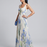 Ophelia | Sleeveless Square Neck Floral Print Midi Dress