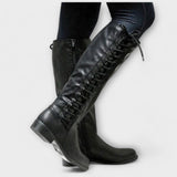 Paula - Elegant Urban Leather Ankle Boots with Laces