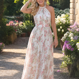 Guinevere | Floral Print Flowing Skirt Midi Dress