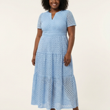 Brielle | V Neck Short Sleeve Tiered Midi Dress