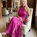 Orea | High Neck Gathered Ruffle Layers Maxi Dress