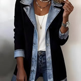 Luna™ Elegant Denim Lapel Combined Coat