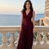 Lemar | Sleeveless Pleated V Neck Midi Dress