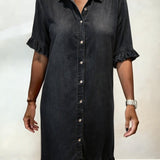 Maria | Comfortable Denim Dress with Flattering Pleats