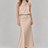 Nopal | Sleeveless Draped Neck Midi Dress