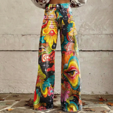 Gaia™ - Pantalon large en tons terre boho