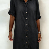 Maria | Comfortable Denim Dress with Flattering Pleats