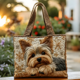 Adorable Yorkie Winter Charm | Handmade Quilted Tote