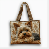 Adorable Yorkie Winter Charm | Handmade Quilted Tote