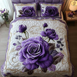 Violet Pink 3-Piece Quilted Bedding Set
