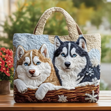 Arctic Husky Companions | Handmade Quilted Tote