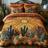3-Piece Quilted Bedding Set - Dawn Among the Cacti