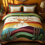 Sunset Over the Cacti 3-Piece Quilted Bedding Set