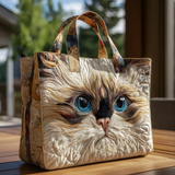 Celestial Blue-Eyed Kitty | Handmade Quilted Tote