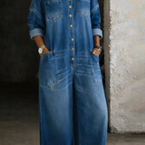 Sophia | Denim Dress with Off-the-Shoulder Sleeves