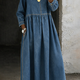 Melissa | Long Sleeve Denim Dress with Round Neck