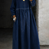 Melissa | Long Sleeve Denim Dress with Round Neck