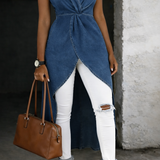 Jessica | Cross-over Denim Tunic with V-Neck