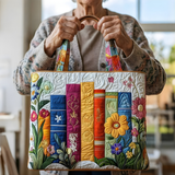 Colorful Garden Book Parade | Handmade Quilted Tote