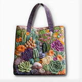 Colorful Succulent Garden | Handmade Quilted Tote