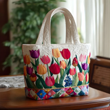 Colorful Tulip Garden Bloom | Handmade Quilted Tote
