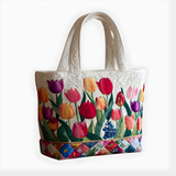 Colorful Tulip Garden Bloom | Handmade Quilted Tote