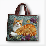 Cozy Ginger Cat Floral | Handmade Quilted Tote
