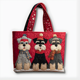 Cozy Winter Schnauzers | Handmade Quilted Tote